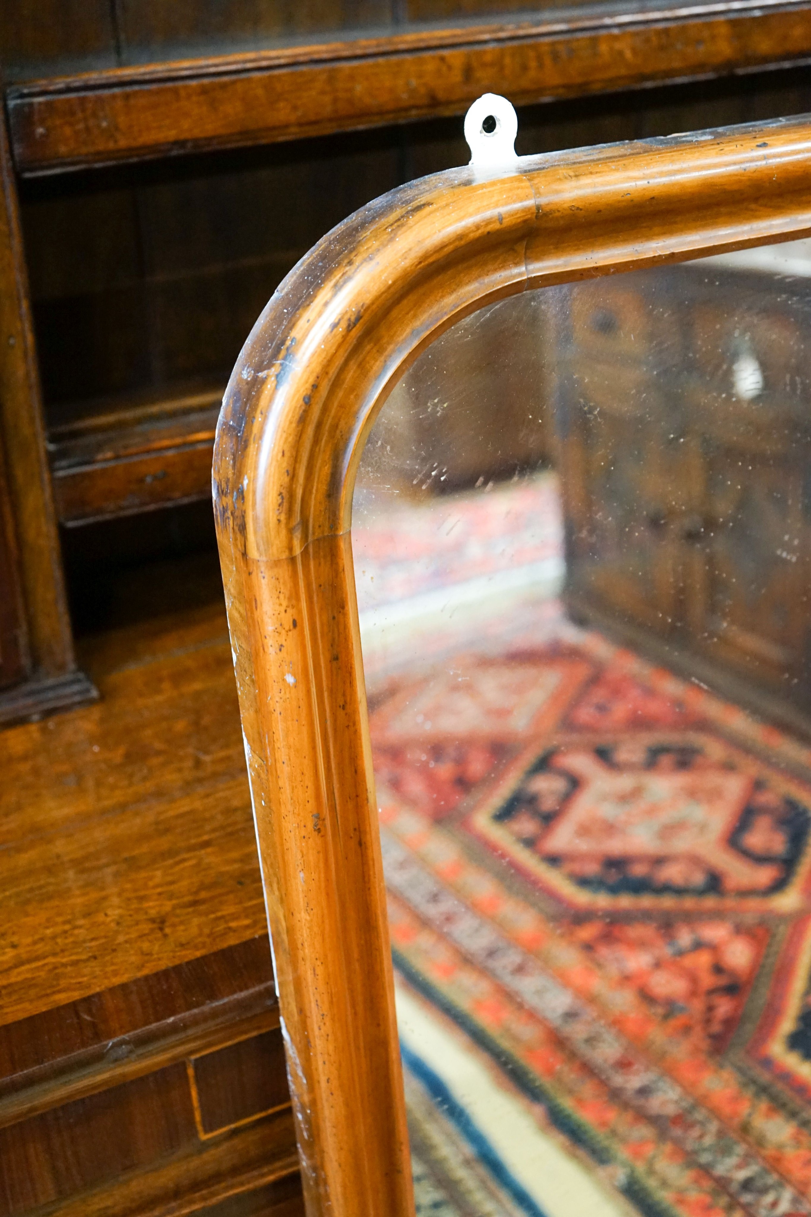 A Victorian pale mahogany overmantel mirror, width 134cm, height 114cm
